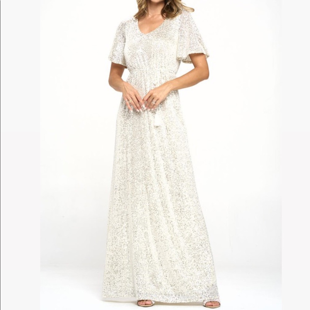 Silver Sequin Maxi Dress